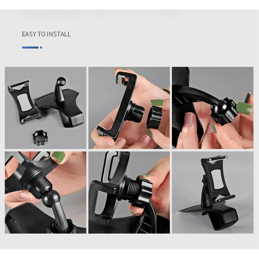 3 in 1 Car GPS Smartphone Holder: Dashboard / Visor Clamp   AC Grid Clip for Sharp Aquos Xx 304SH - Black