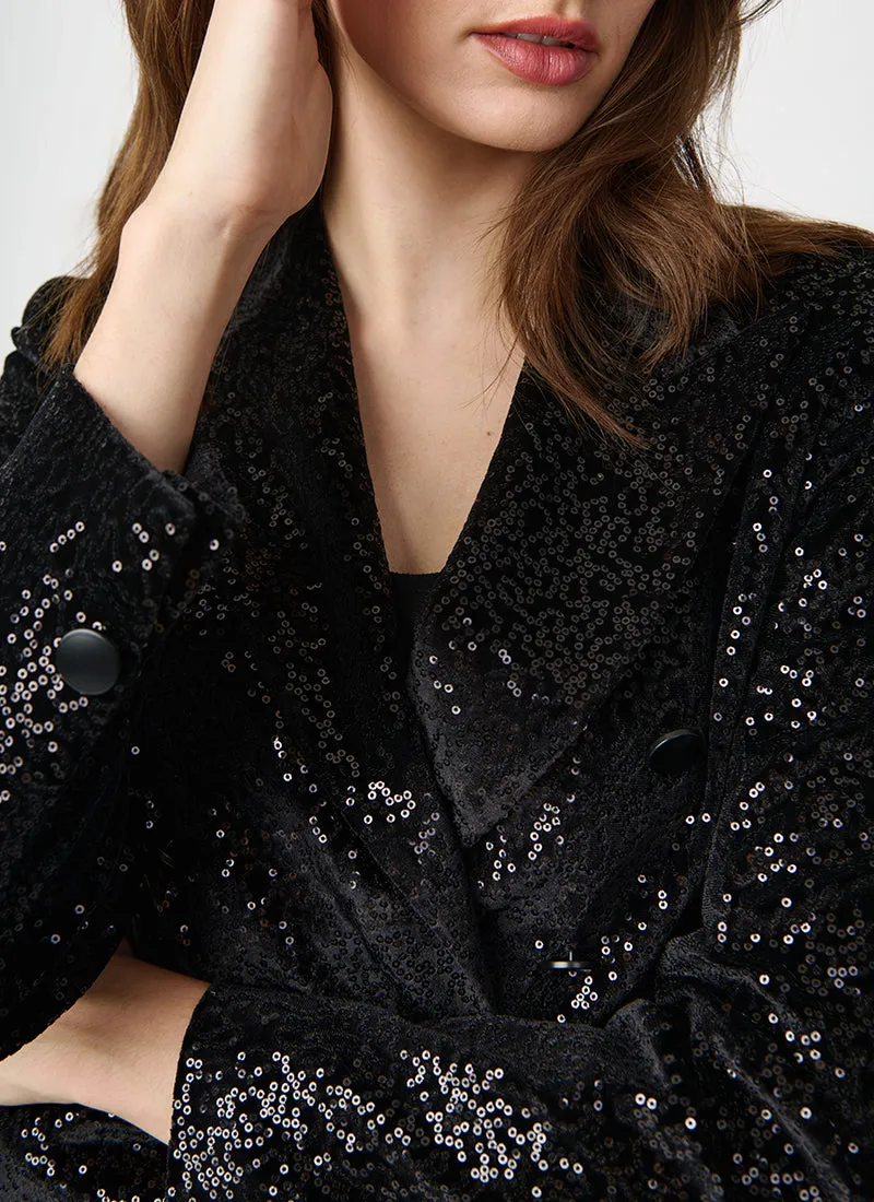 Alicya Sequins Black Blazer