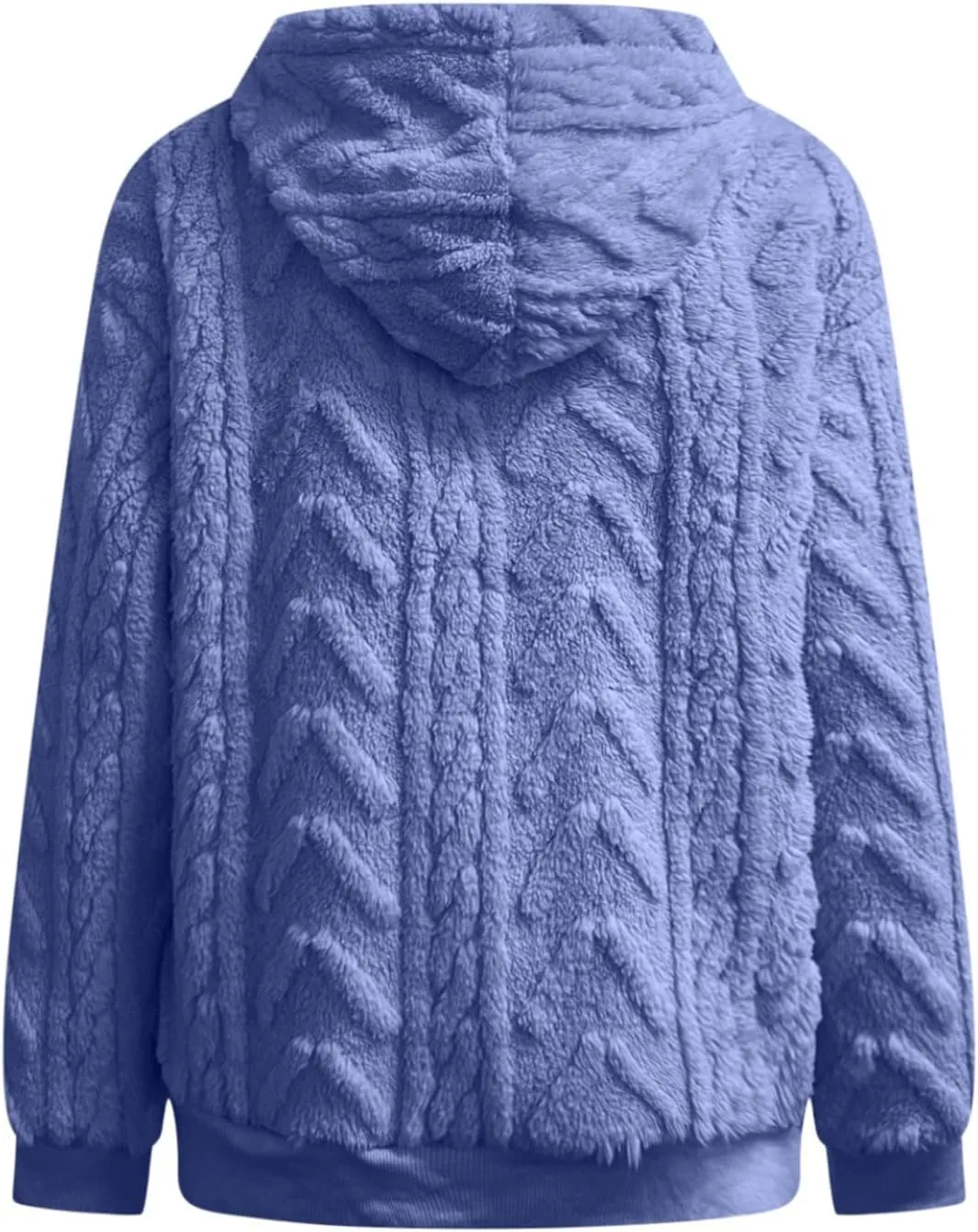 Anjikang Fleece Knit Hoodies for Women Fall Winter Fashion Drawstring Long Sleeve Hooded Sweatshirt Warm Lightweight Pullover