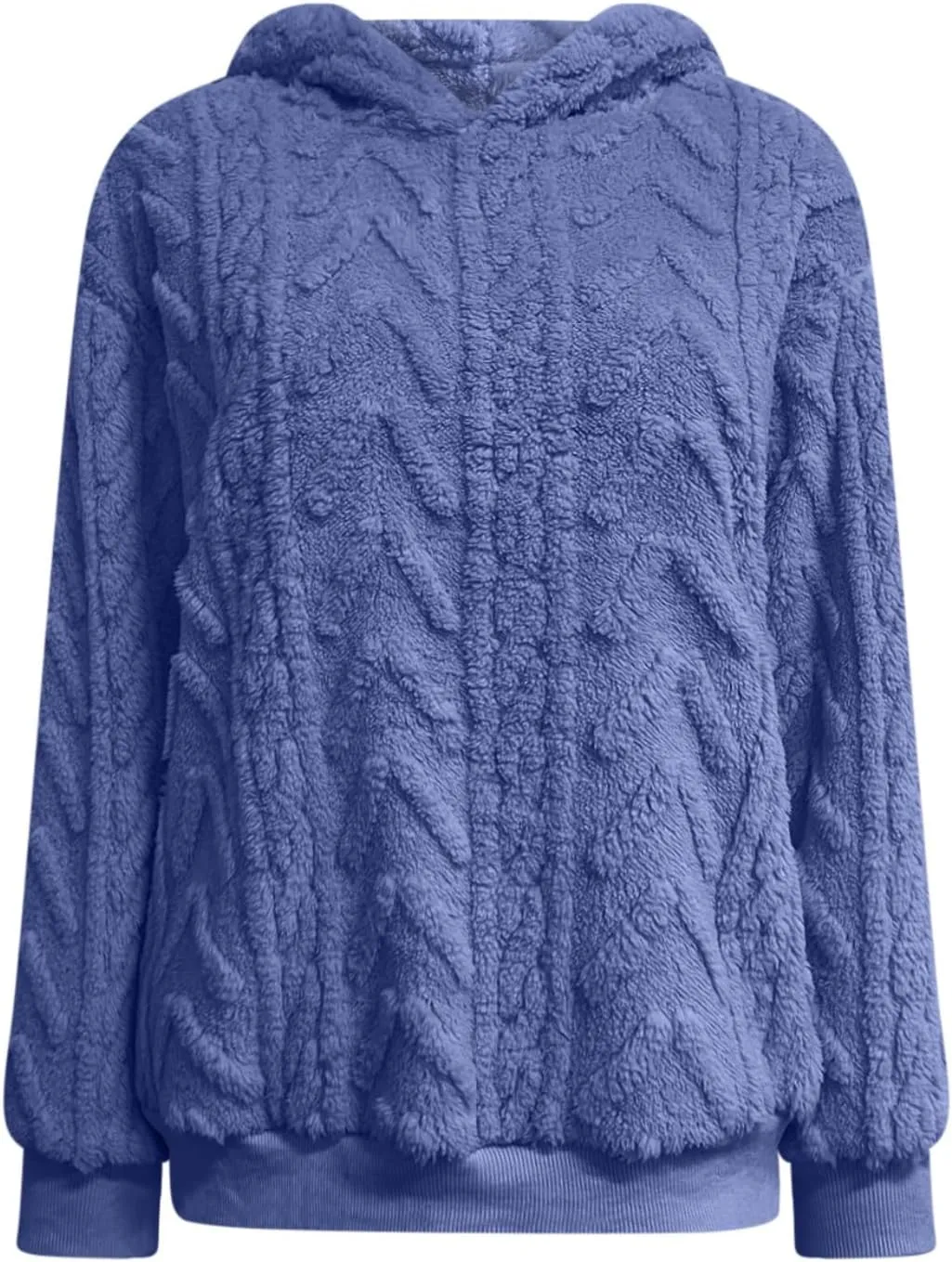 Anjikang Fleece Knit Hoodies for Women Fall Winter Fashion Drawstring Long Sleeve Hooded Sweatshirt Warm Lightweight Pullover