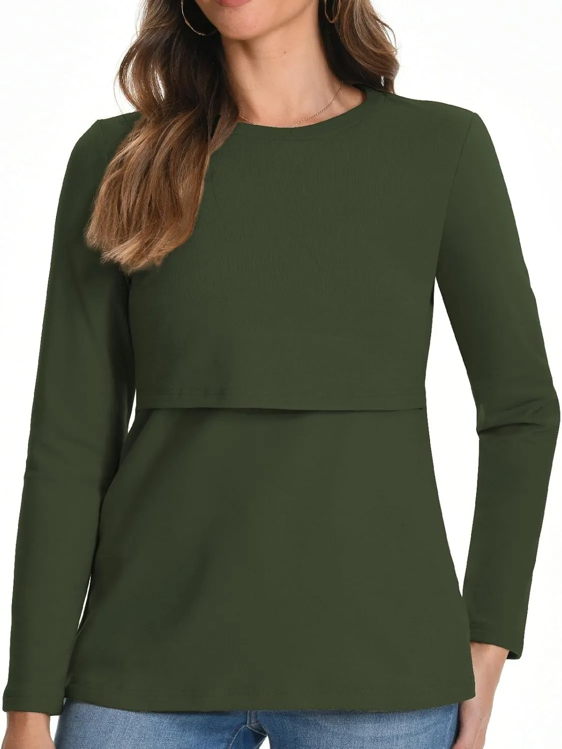 Bearsland Women's Maternity Nursing Tops Long Sleeve Breastfeeding Shirts 3 Pack
