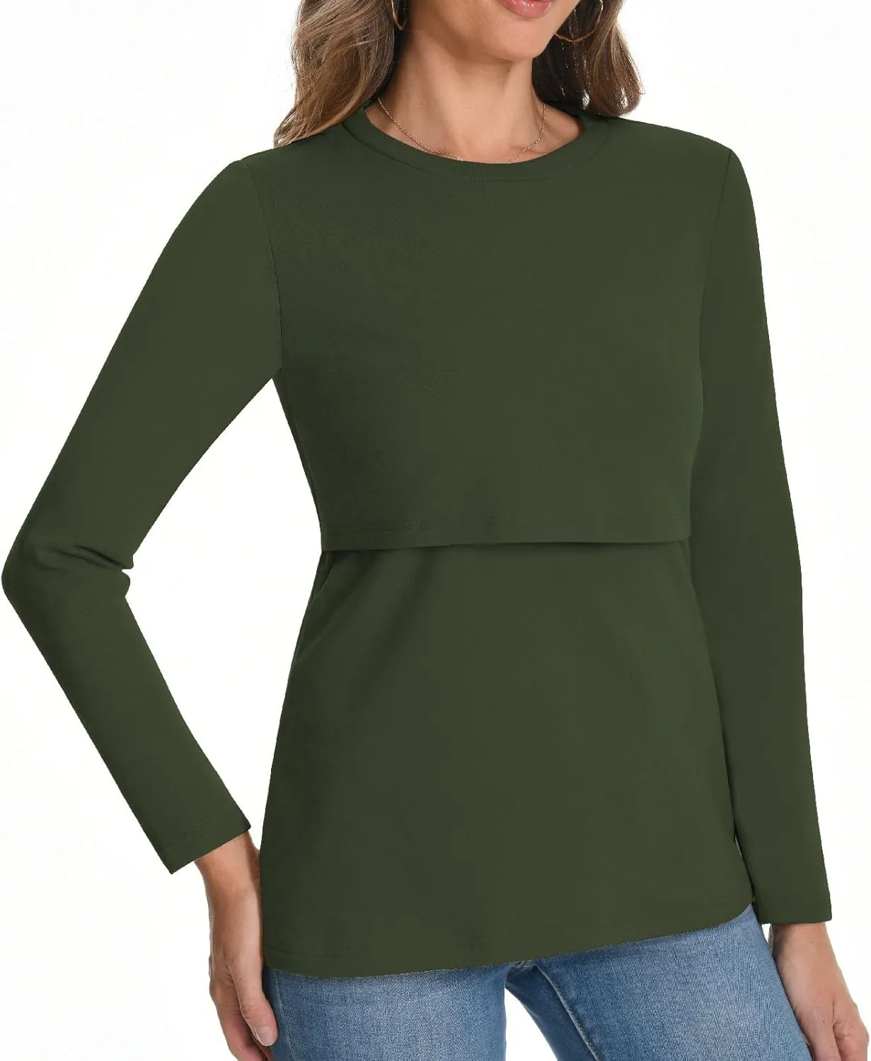 Bearsland Women's Maternity Nursing Tops Long Sleeve Breastfeeding Shirts 3 Pack