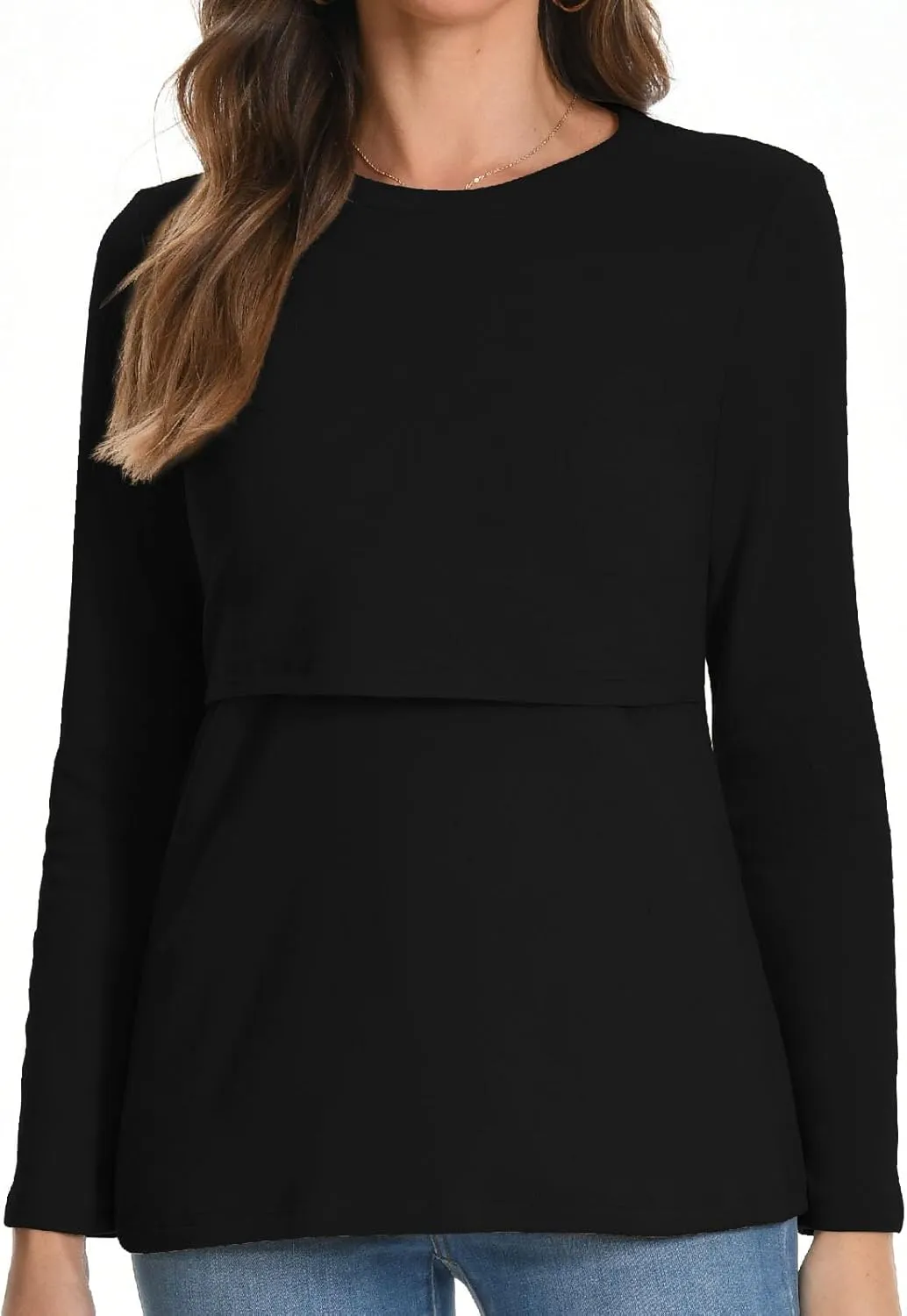 Bearsland Women's Maternity Nursing Tops Long Sleeve Breastfeeding Shirts 3 Pack