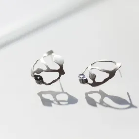Bit Seaweed Cluster Earrings in Brushed Silver