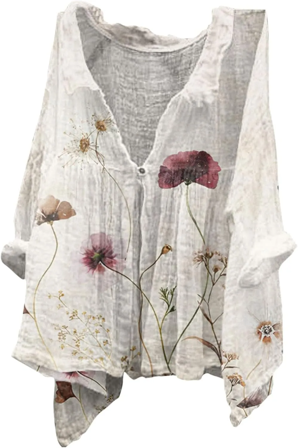 Casual Linen Blouses for Women Natural Autumn Fragrant Fabric Shirt Blouse Tops Beach Cover Up Button Down Shirts