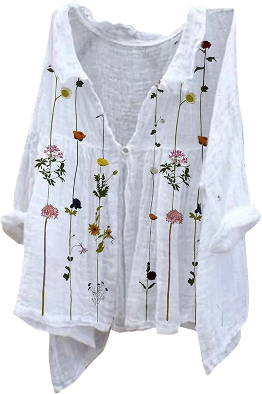 Casual Linen Blouses for Women Natural Autumn Fragrant Fabric Shirt Blouse Tops Beach Cover Up Button Down Shirts