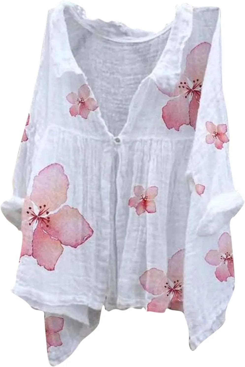 Casual Linen Blouses for Women Natural Autumn Fragrant Fabric Shirt Blouse Tops Beach Cover Up Button Down Shirts