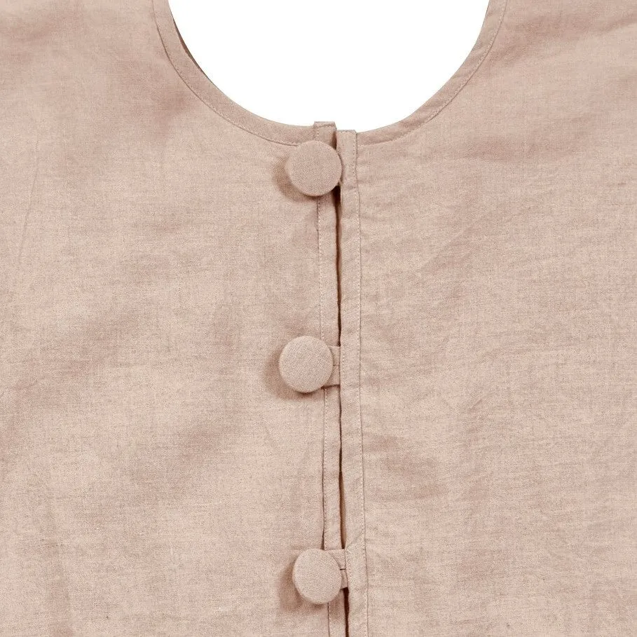 Concentric Nailhead Circles Christmas Tree Skirt in Natural Linen - 60"