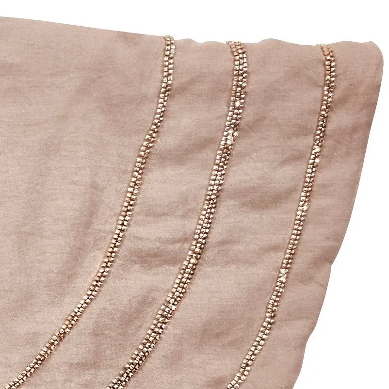 Concentric Nailhead Circles Christmas Tree Skirt in Natural Linen - 60"