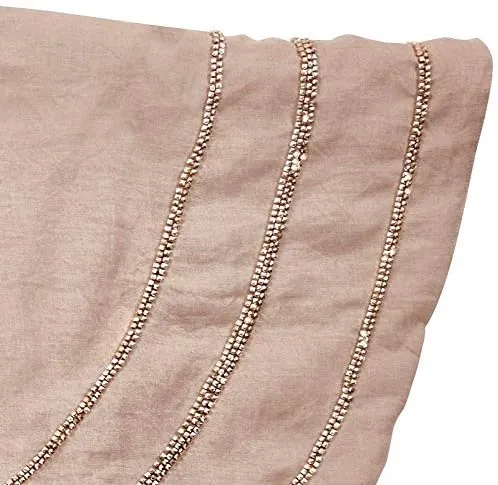 Concentric Nailhead Circles Christmas Tree Skirt in Natural Linen - 60"