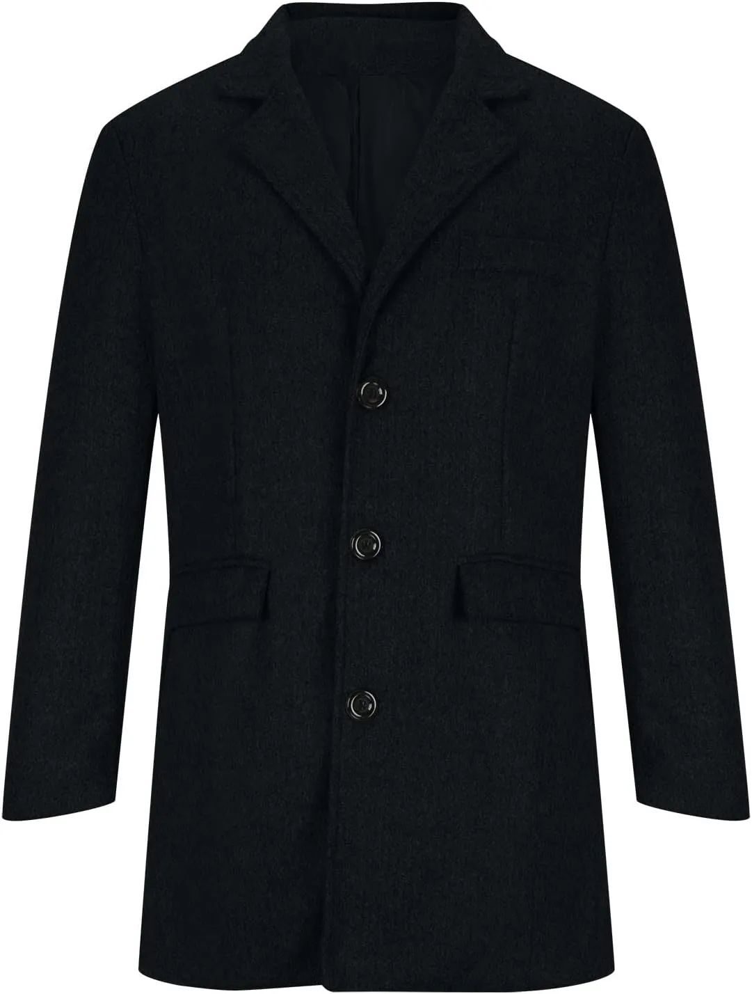 Dgoopd Men's Wool Blend Trench Coat Double Breasted Peacoat Notch Lapel Jacket Big and Tall Winter Coats Plus Size Overcoat