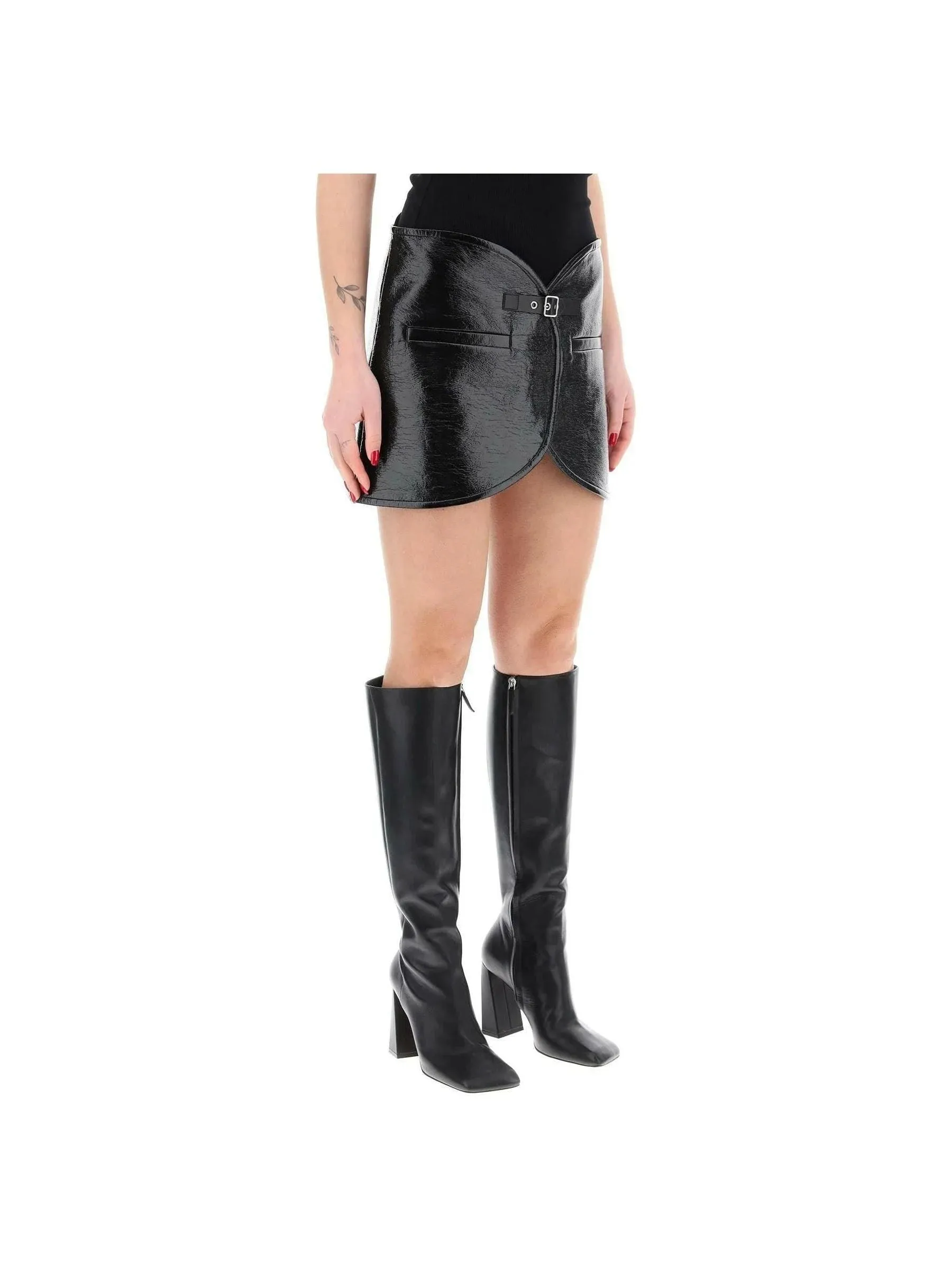 Ellipse Leather Mini Skirt