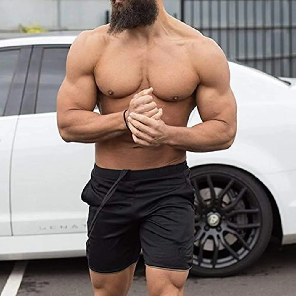 EVERWORTH Men's Gym Workout Boxing Shorts Running Short Pants Fitted Training Bodybuilding Jogger Short