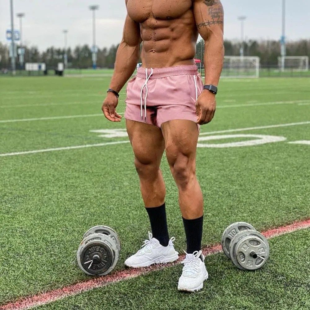 EVERWORTH Men's Gym Workout Boxing Shorts Running Short Pants Fitted Training Bodybuilding Jogger Short