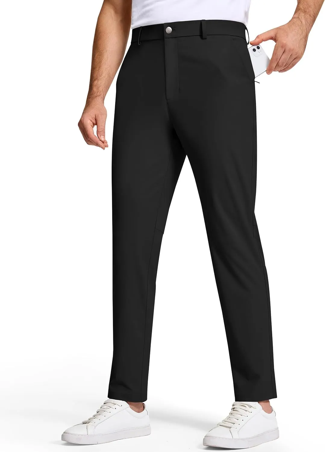 Golf Pants Men 30" 32" 34" Inseam 5 Pockets Stretch Slim Fit Lightweight Quick Dry Dress Chino Trousers