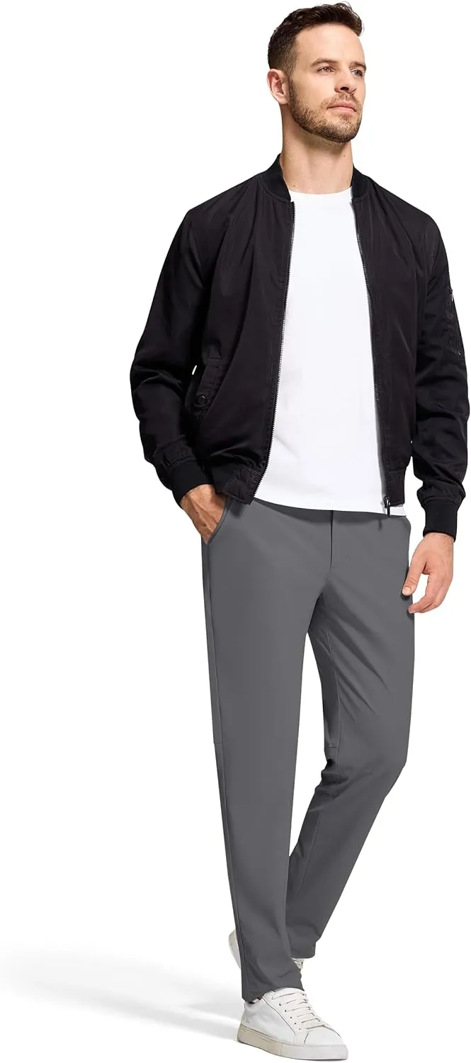 Golf Pants Men 30" 32" 34" Inseam 5 Pockets Stretch Slim Fit Lightweight Quick Dry Dress Chino Trousers
