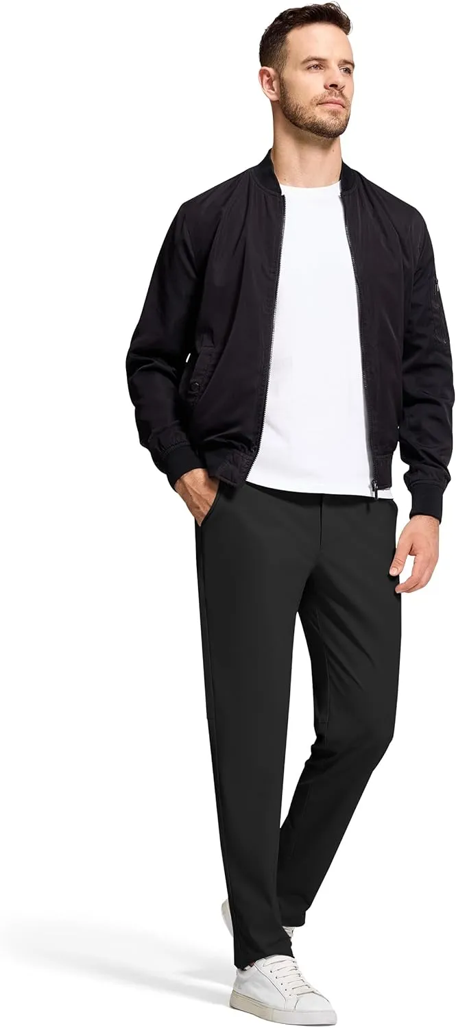 Golf Pants Men 30" 32" 34" Inseam 5 Pockets Stretch Slim Fit Lightweight Quick Dry Dress Chino Trousers