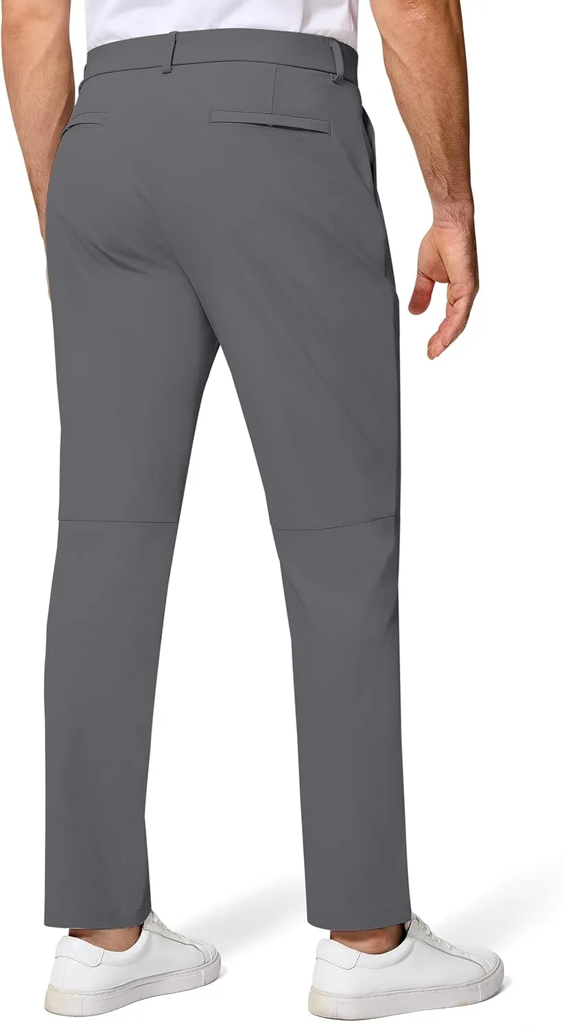 Golf Pants Men 30" 32" 34" Inseam 5 Pockets Stretch Slim Fit Lightweight Quick Dry Dress Chino Trousers