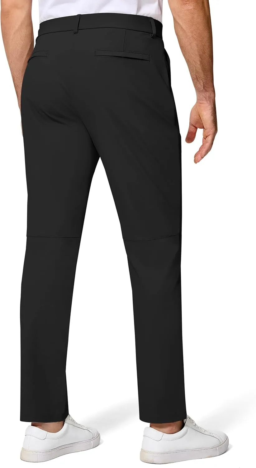 Golf Pants Men 30" 32" 34" Inseam 5 Pockets Stretch Slim Fit Lightweight Quick Dry Dress Chino Trousers
