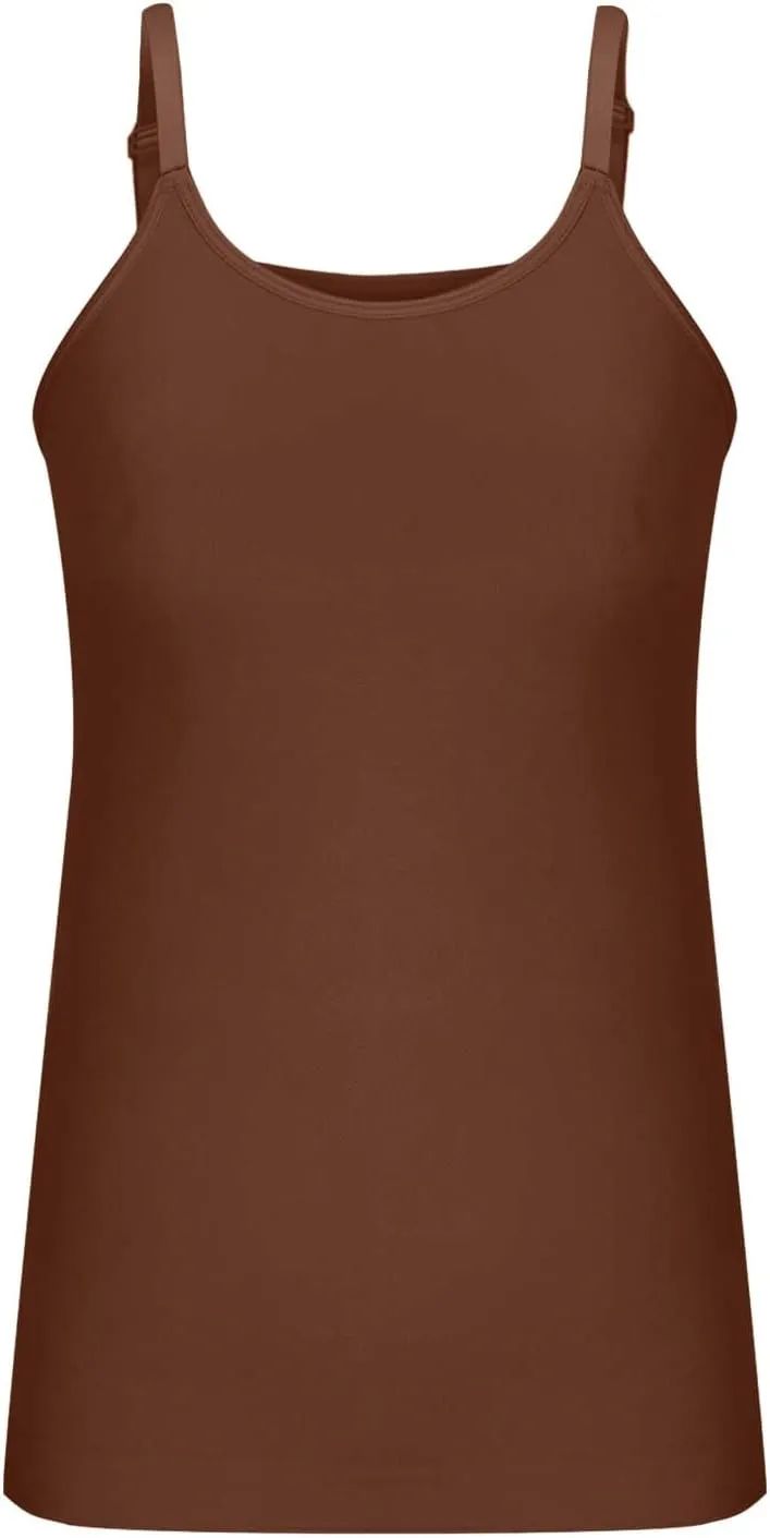 HGps8w Plus Size Women Seamless Classic Camisole Ladies Adjustable Spaghetti Strap Basic Long Cami Tunic Tank Top