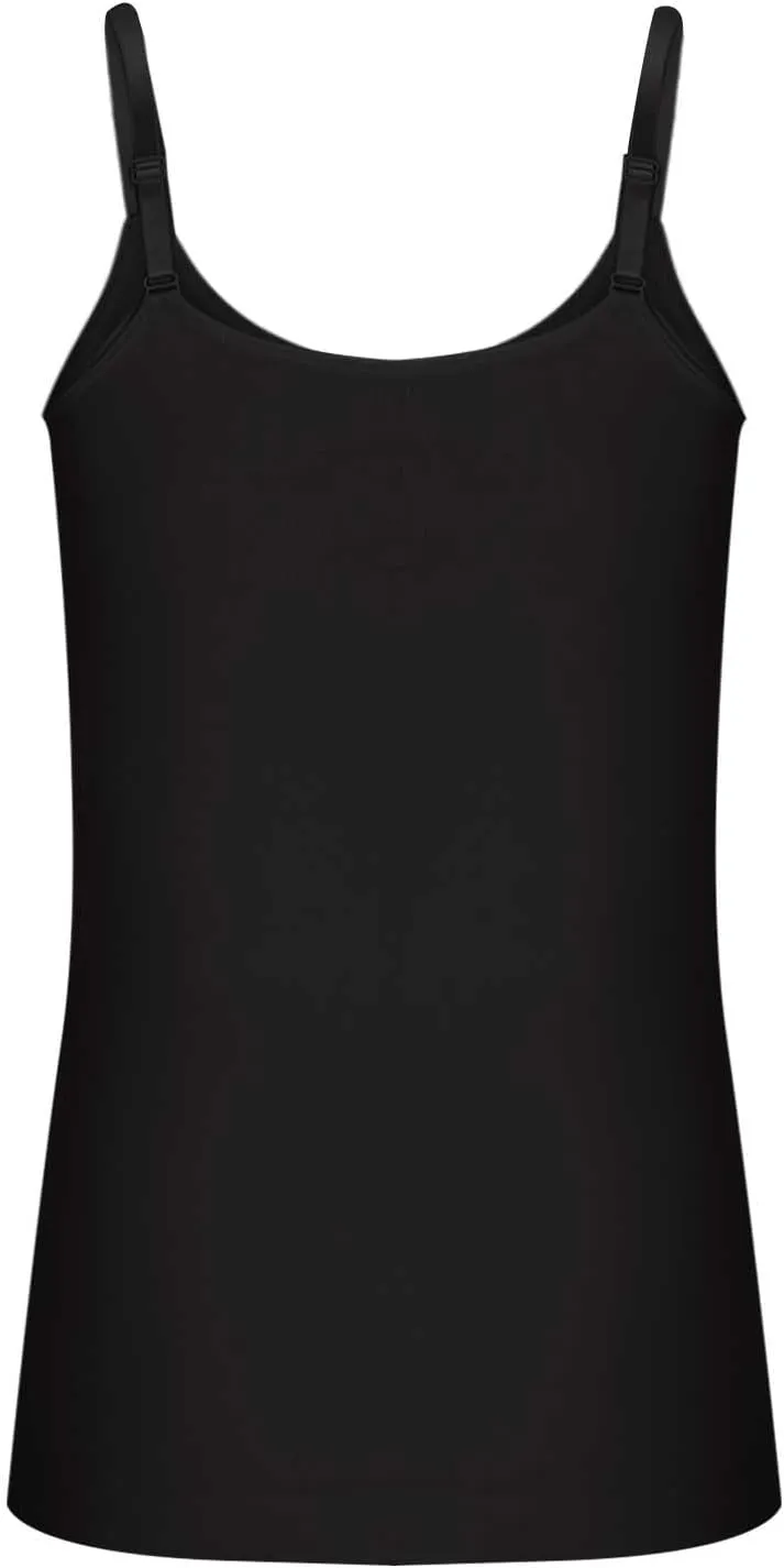 HGps8w Plus Size Women Seamless Classic Camisole Ladies Adjustable Spaghetti Strap Basic Long Cami Tunic Tank Top