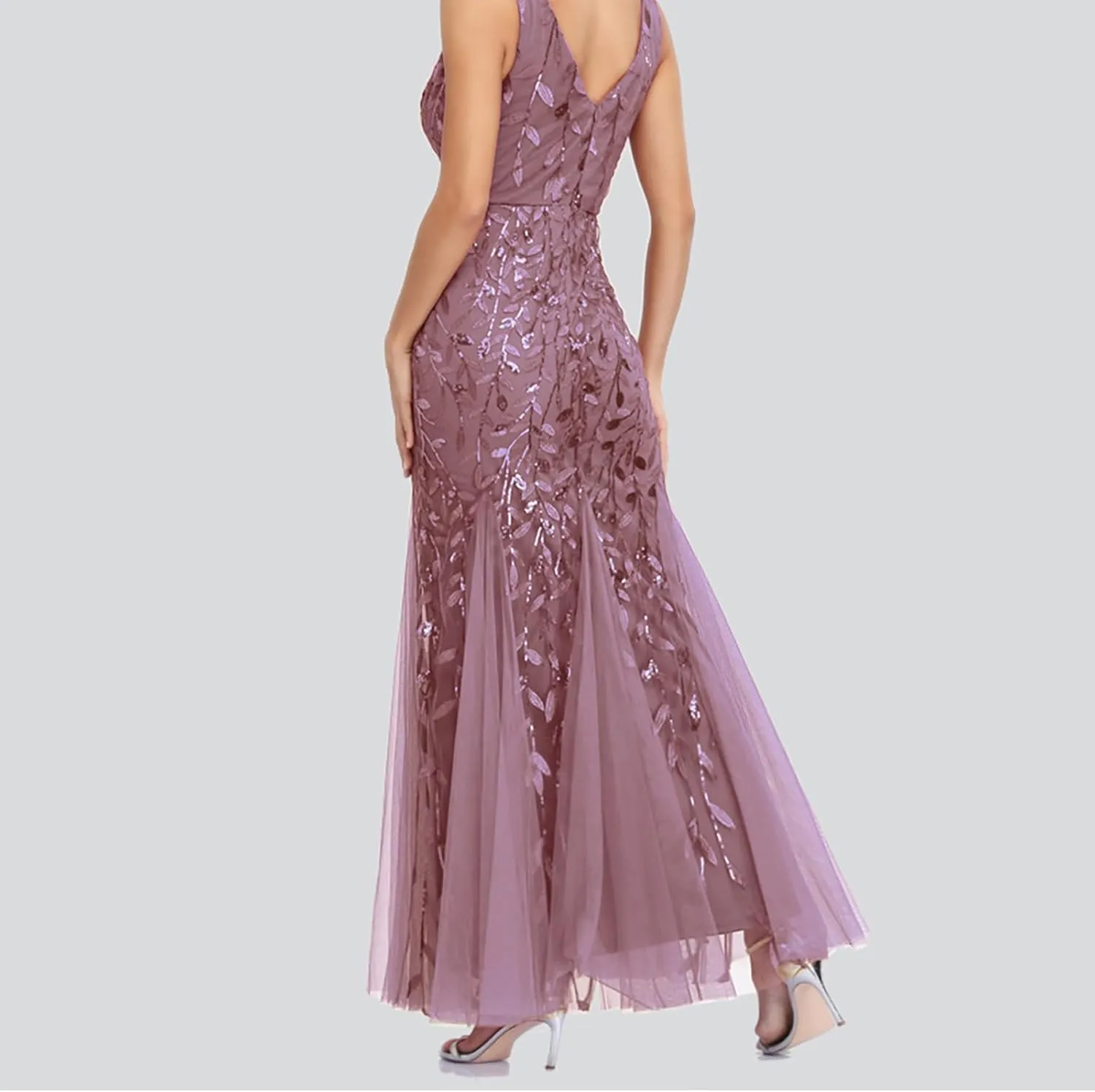 HGps8w Womens Luxurious Sequins Formal Evening Dress Elegant Sleeveless Mermaid Tulle Floor Lenght Party Cocktail Dresses