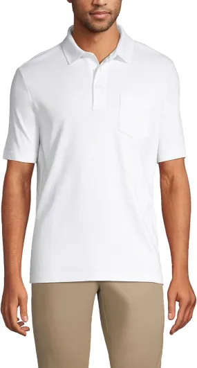 Lands' End Men's Short Sleeve American-Grown Supima Cotton Polo Shirt with Pocket
