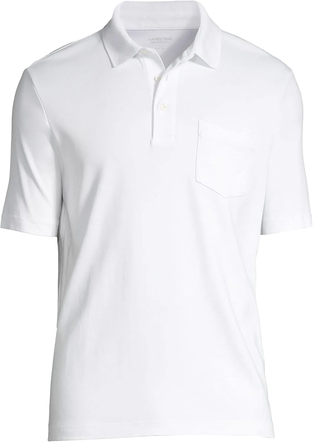 Lands' End Men's Short Sleeve American-Grown Supima Cotton Polo Shirt with Pocket