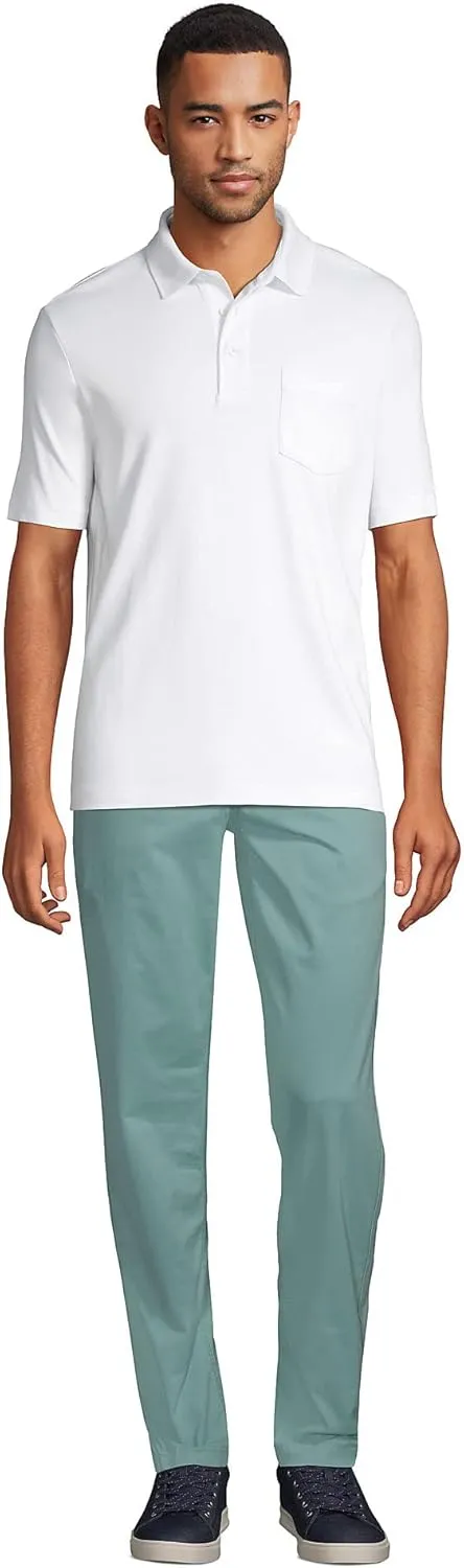 Lands' End Men's Short Sleeve American-Grown Supima Cotton Polo Shirt with Pocket