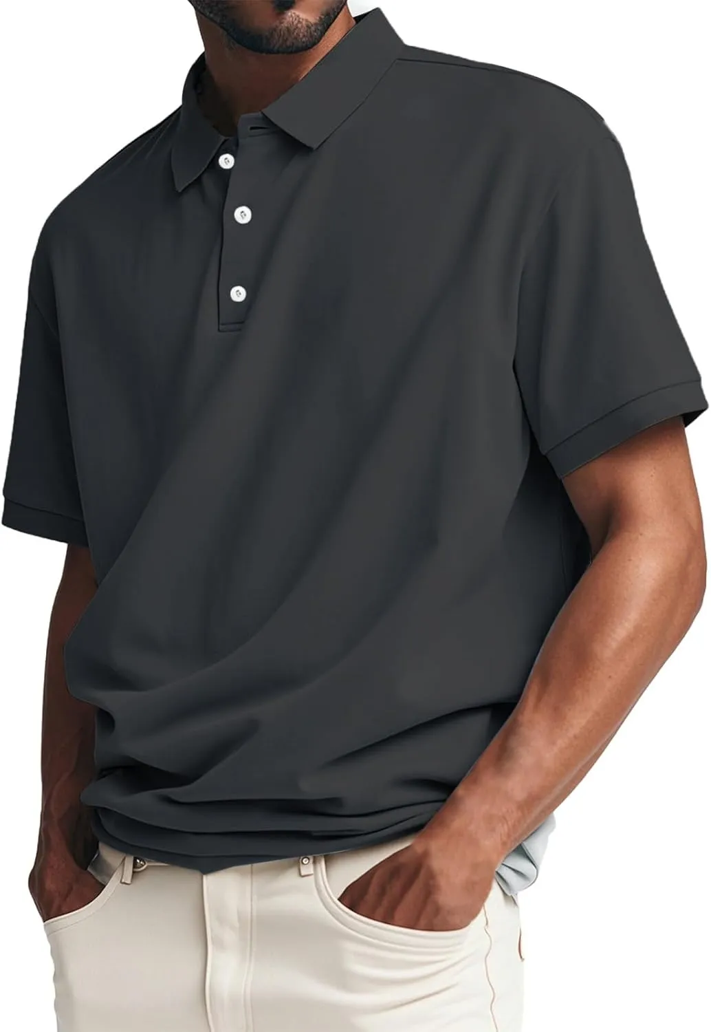 Men's Polo Shirts Loose Fit Short Sleeve Big and Tall Tshirts Classic Collared Golf Tennis Tees Muscle Work Tops