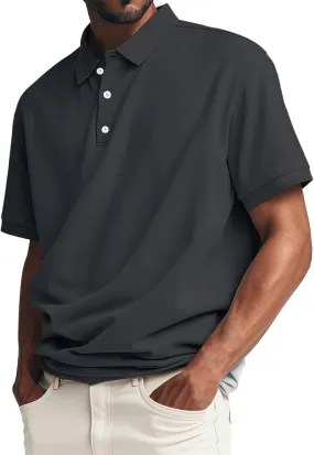 Men's Polo Shirts Loose Fit Short Sleeve Big and Tall Tshirts Classic Collared Golf Tennis Tees Muscle Work Tops