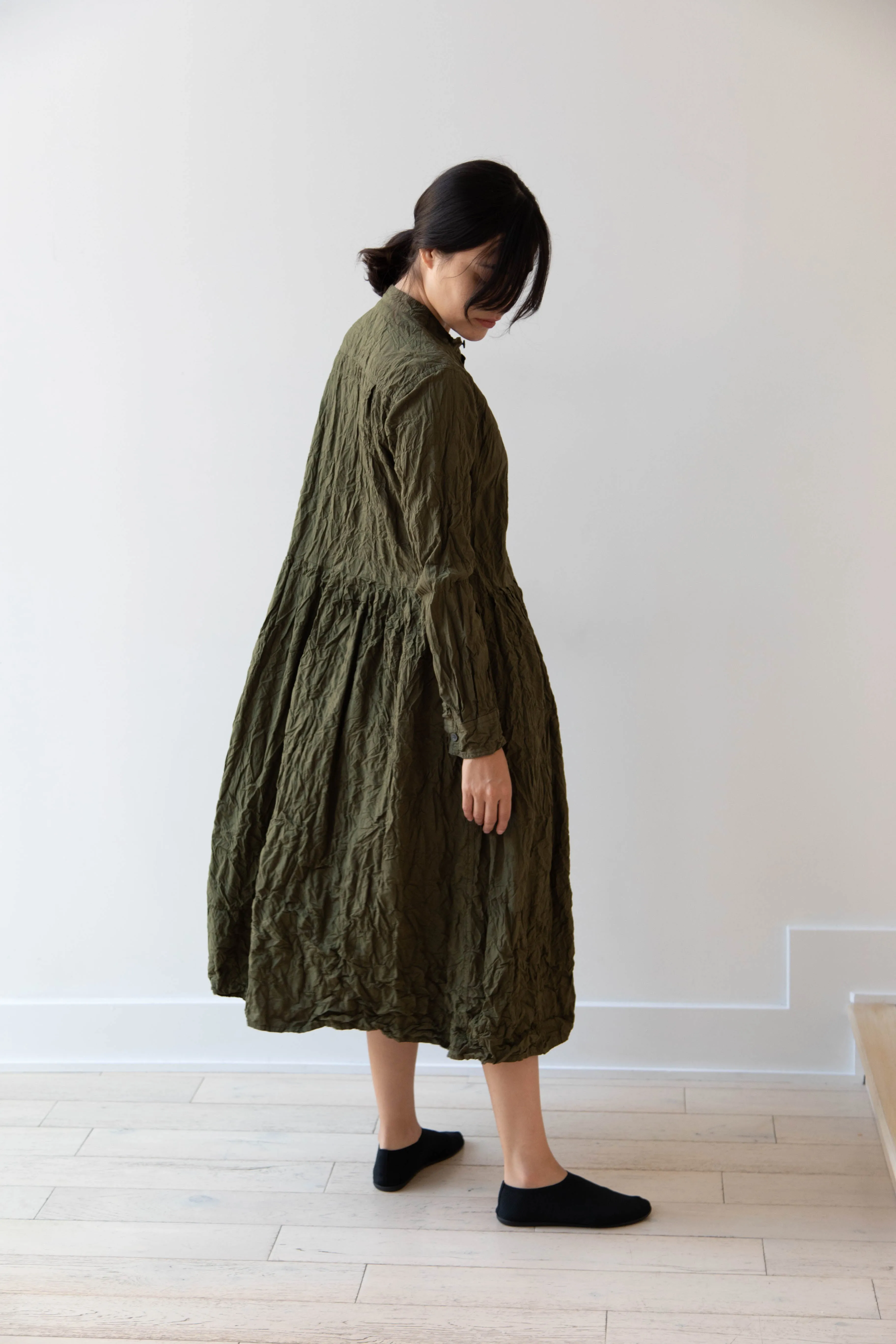 Pas de Calais | Crinkle Cotton Dress in Khaki