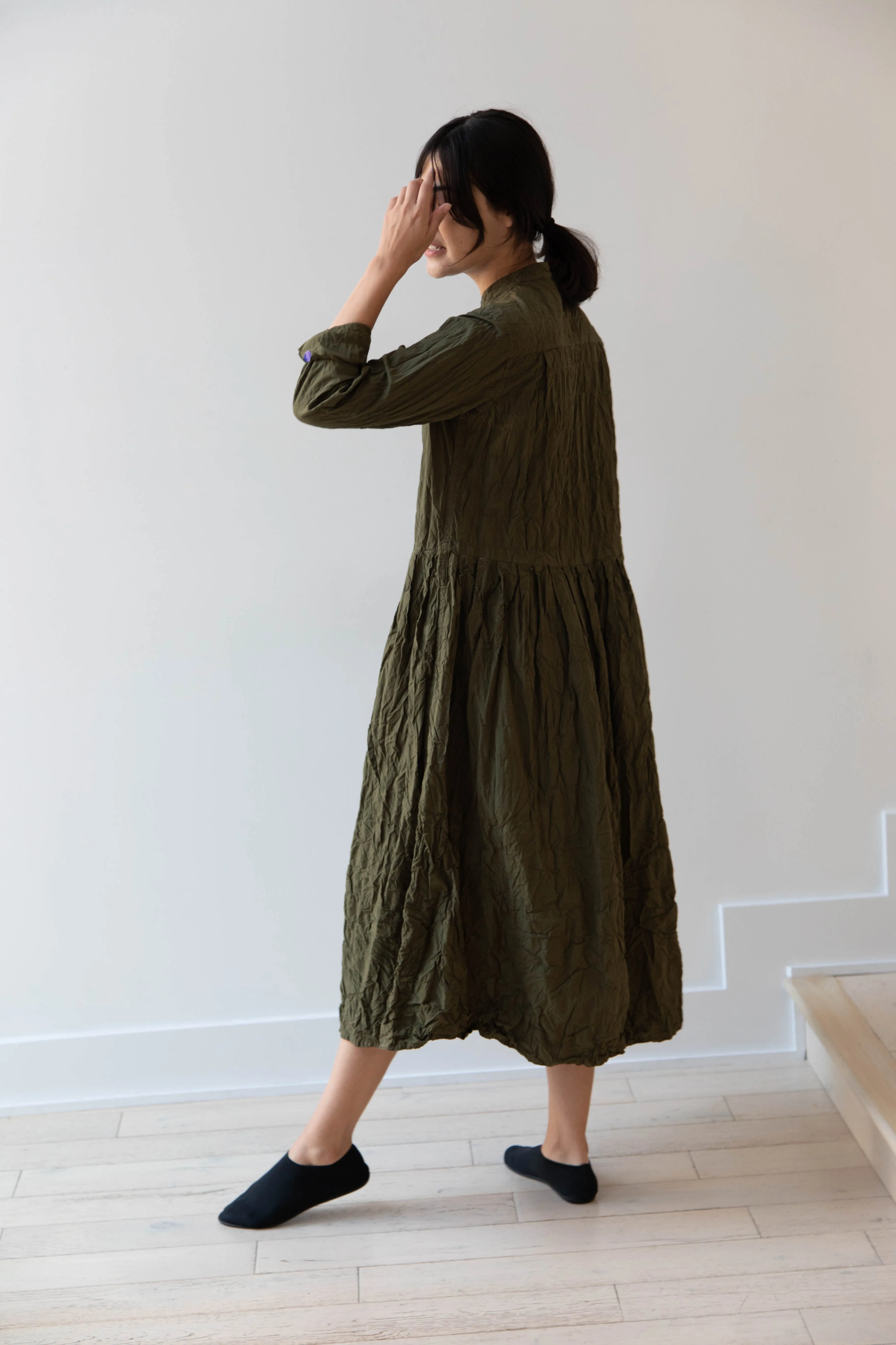 Pas de Calais | Crinkle Cotton Dress in Khaki