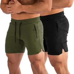 PIDOGYM Men's 5" Gym Workout Shorts,Fitted Jogging Short Pants for Bodybuilding Running Training with Zipper Pockets
