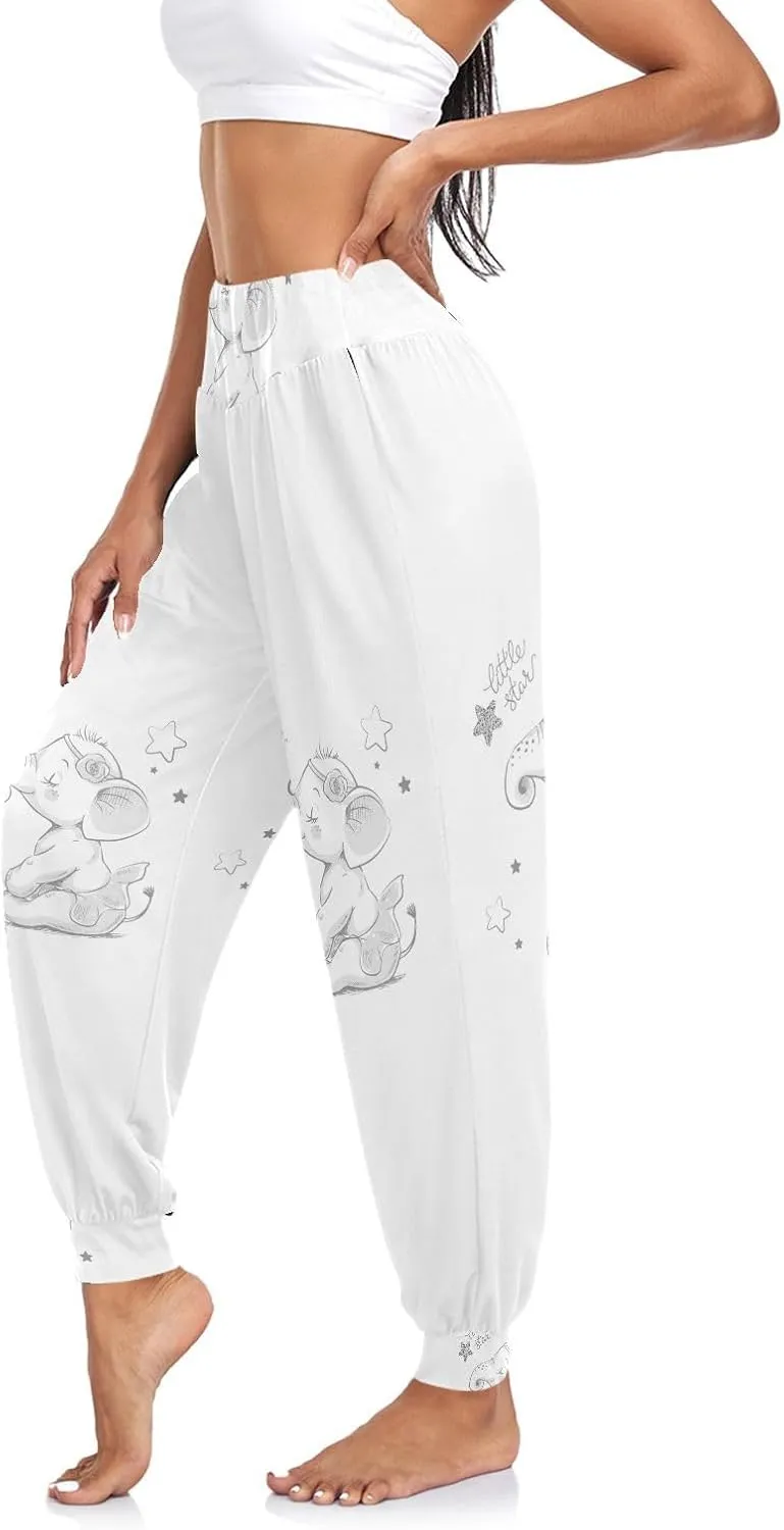 Poeticcity Women Thin Trousers Lounge Harem Sweatpants Yoga Leggings Dance Pants(S-2XL)