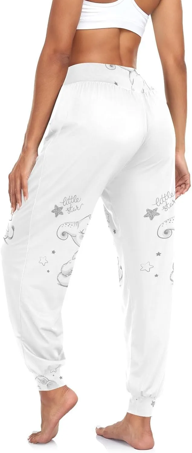 Poeticcity Women Thin Trousers Lounge Harem Sweatpants Yoga Leggings Dance Pants(S-2XL)
