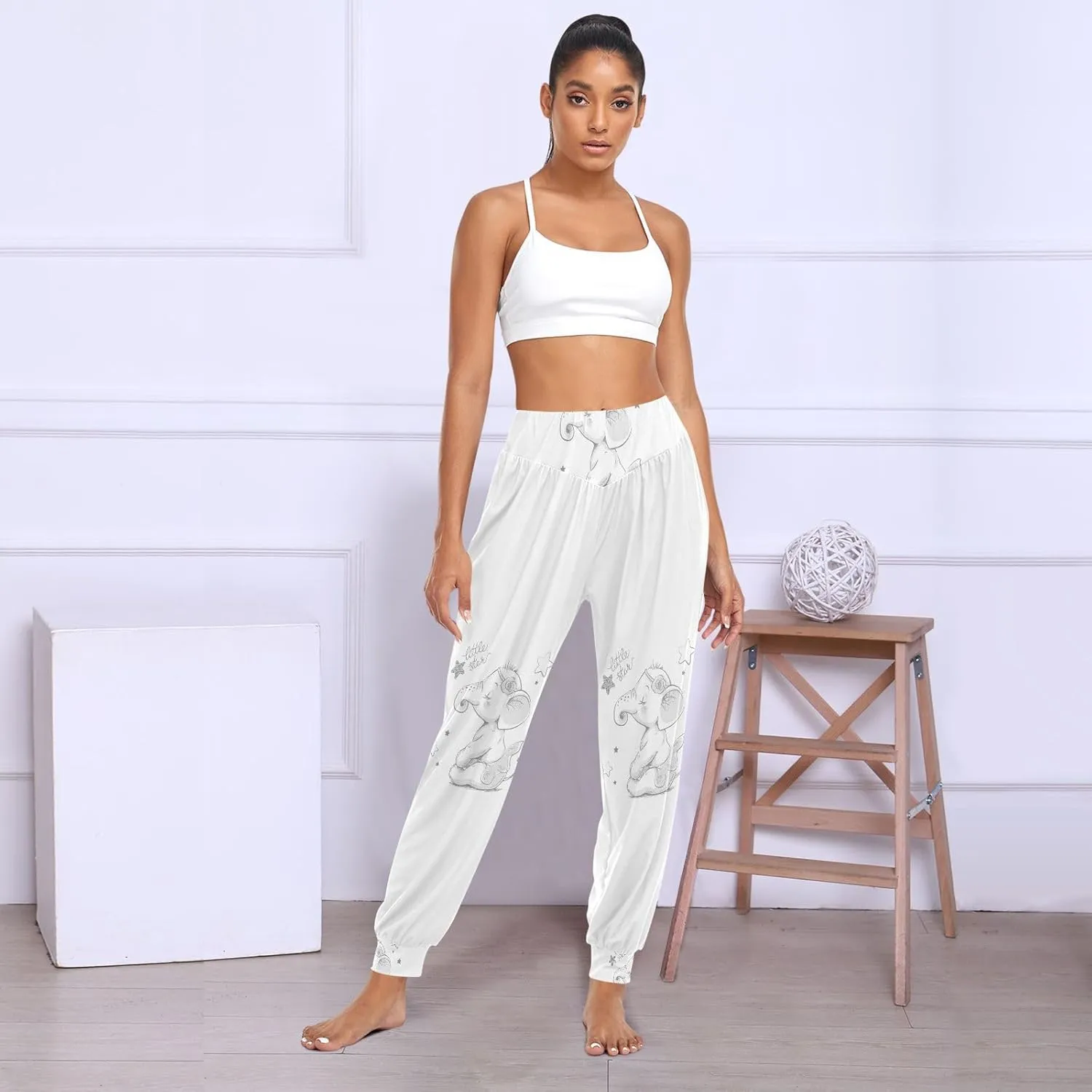 Poeticcity Women Thin Trousers Lounge Harem Sweatpants Yoga Leggings Dance Pants(S-2XL)