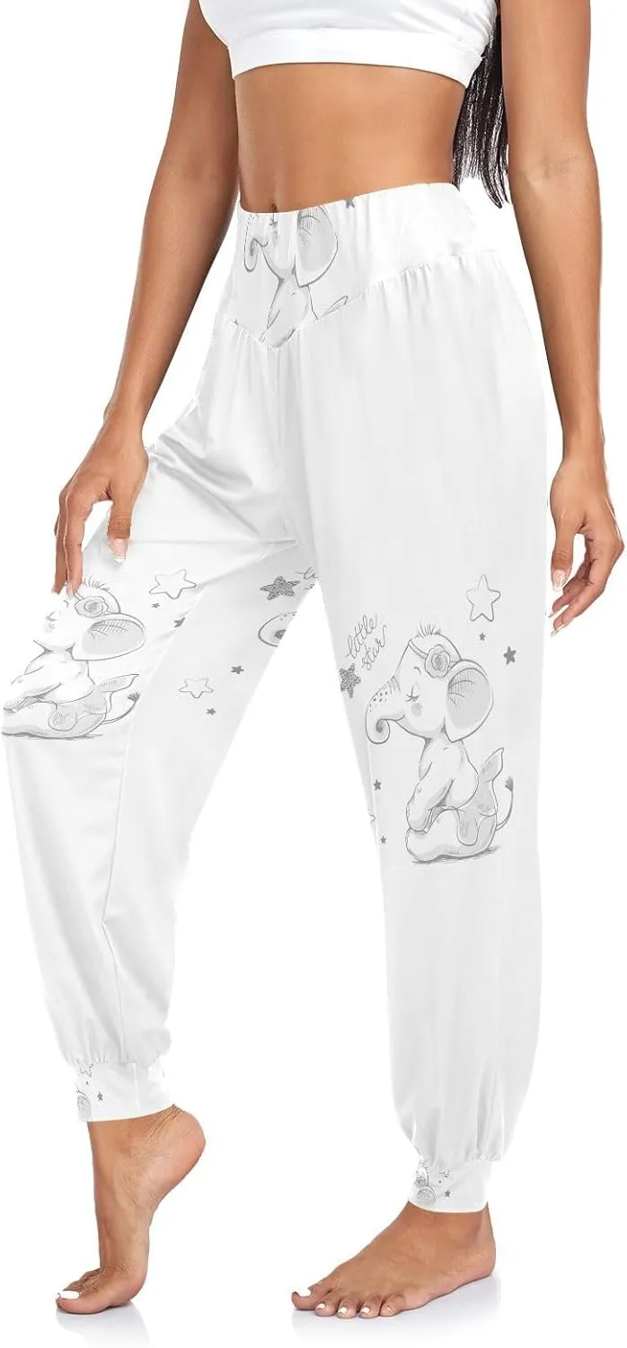 Poeticcity Women Thin Trousers Lounge Harem Sweatpants Yoga Leggings Dance Pants(S-2XL)