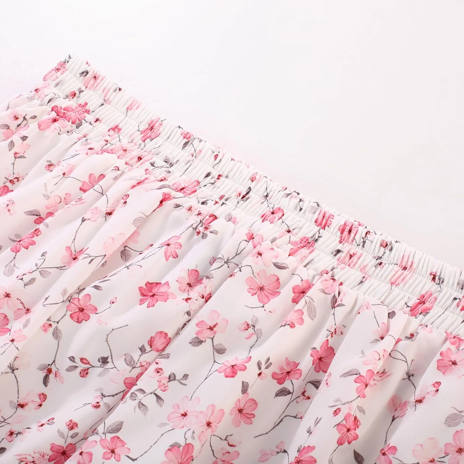 Scarlet Darkness Women's Renaissance Skirt Floral Print High Waist Ruffle Boho Maxi Skirts