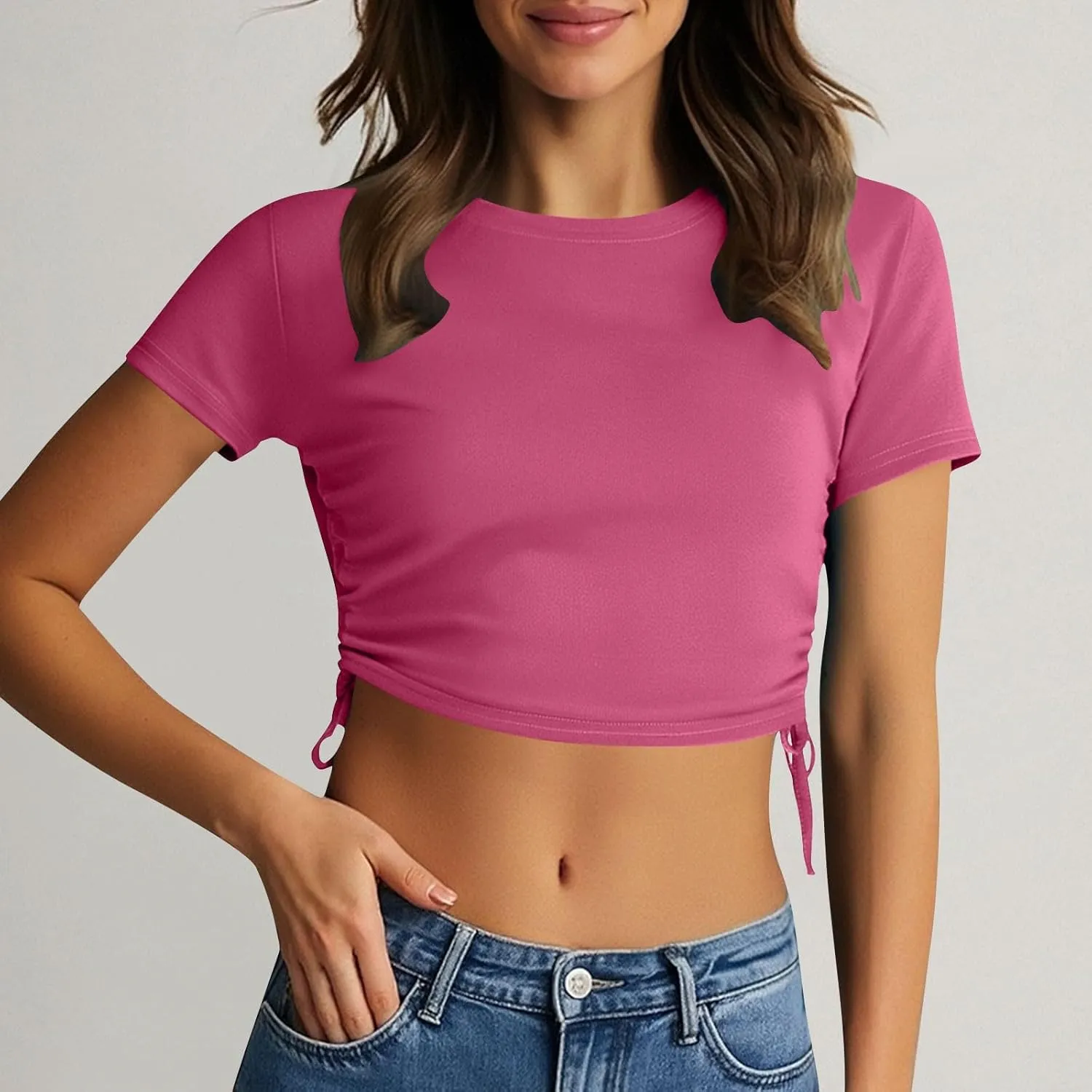 Short Sleeve Crop Tops for Women Classic Longline Baby Tee Workout T Shirt Top 2025 Summer Athletic Gym Top