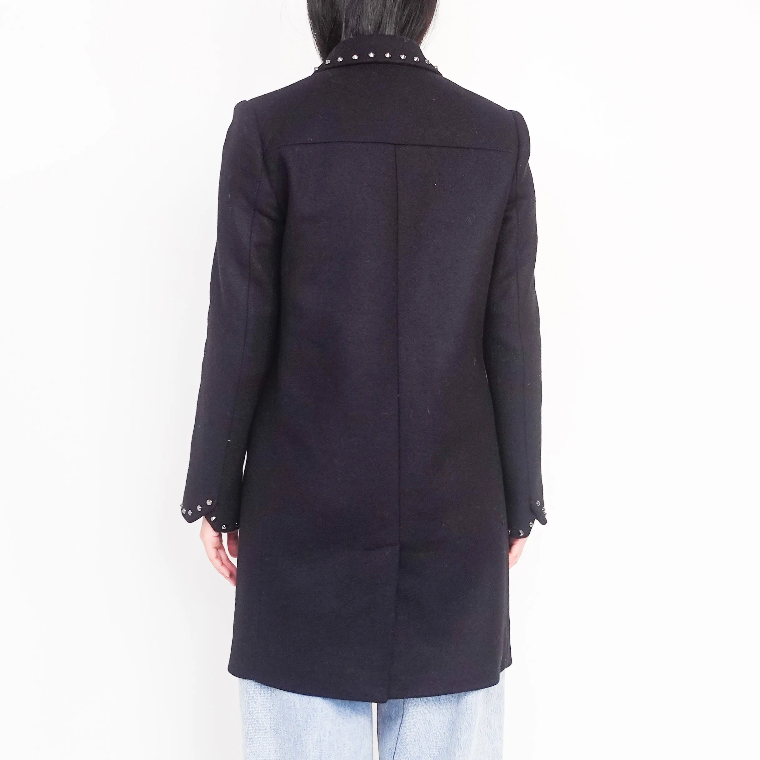 Studded black wool coat RRP £480