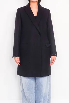 Studded black wool coat RRP £480