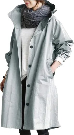 Trench Coat for Women Long Oversized Windbreaker Jackets Long Coats with Hood Casual Loose Jackets
