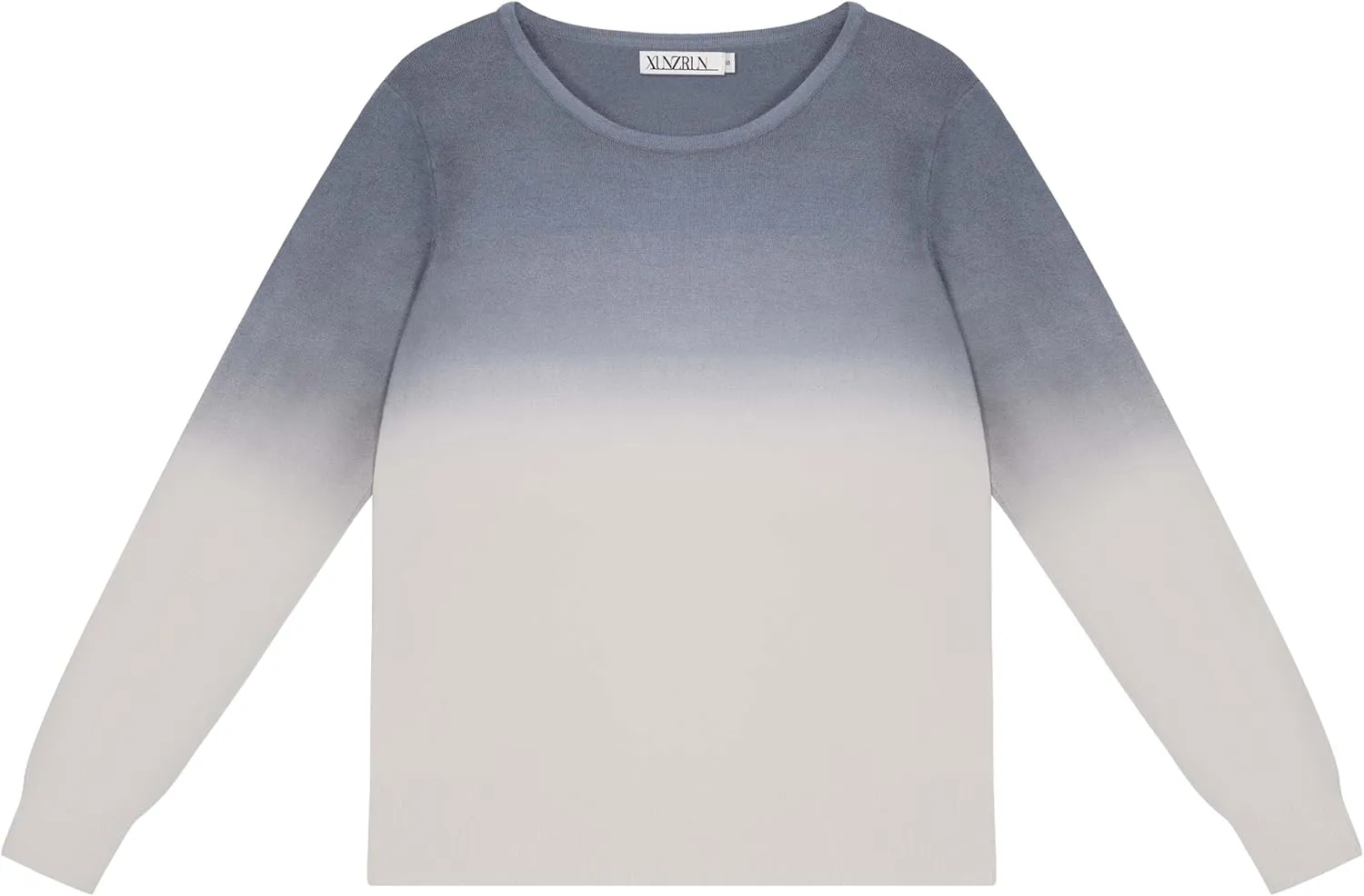 Women's Gradient Color Crew Neck Knit Long Sleeve Soft Loose Casual Sweater Pullover Top Cozy Outfits
