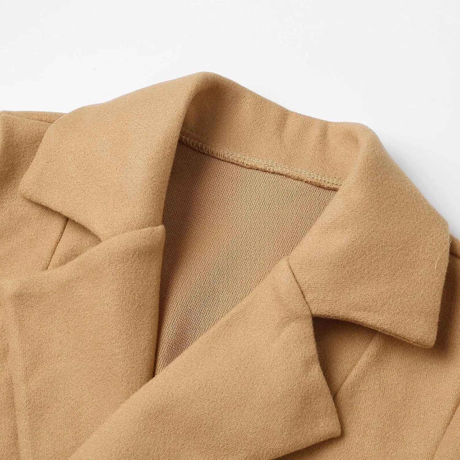 Women's Winter Coats 2024 Elegant Open Front Belted Peacoat Casual Fall Collar Woolen Overcoat Fashion Trench Coat