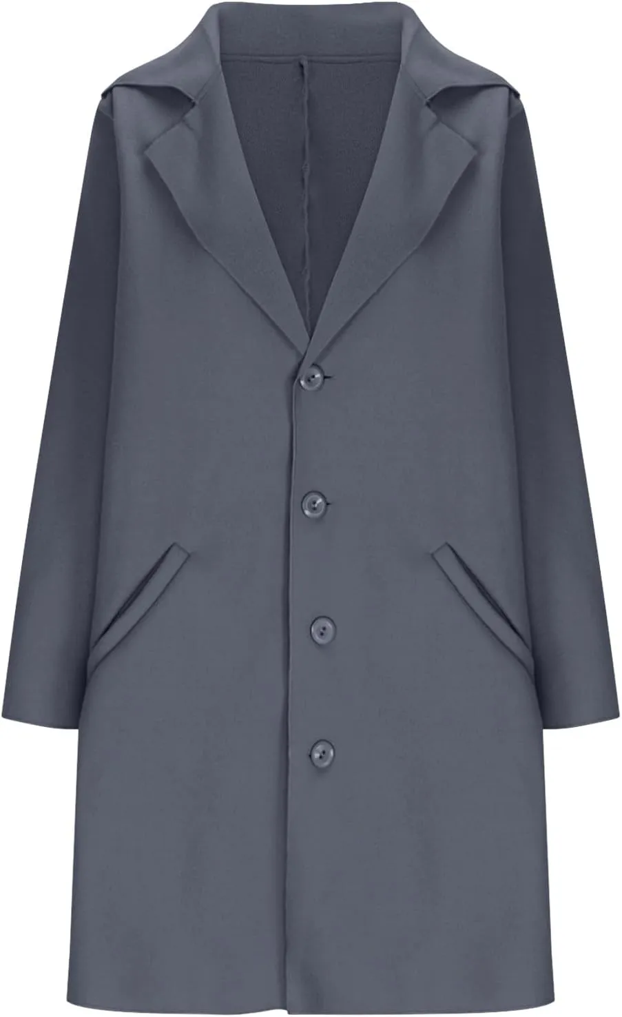 Women's Wool Trench Coat Elegant Single Breasted Pea Coat Casual Notch Lapel Long Winter Coats Long Sleeve Overcoat