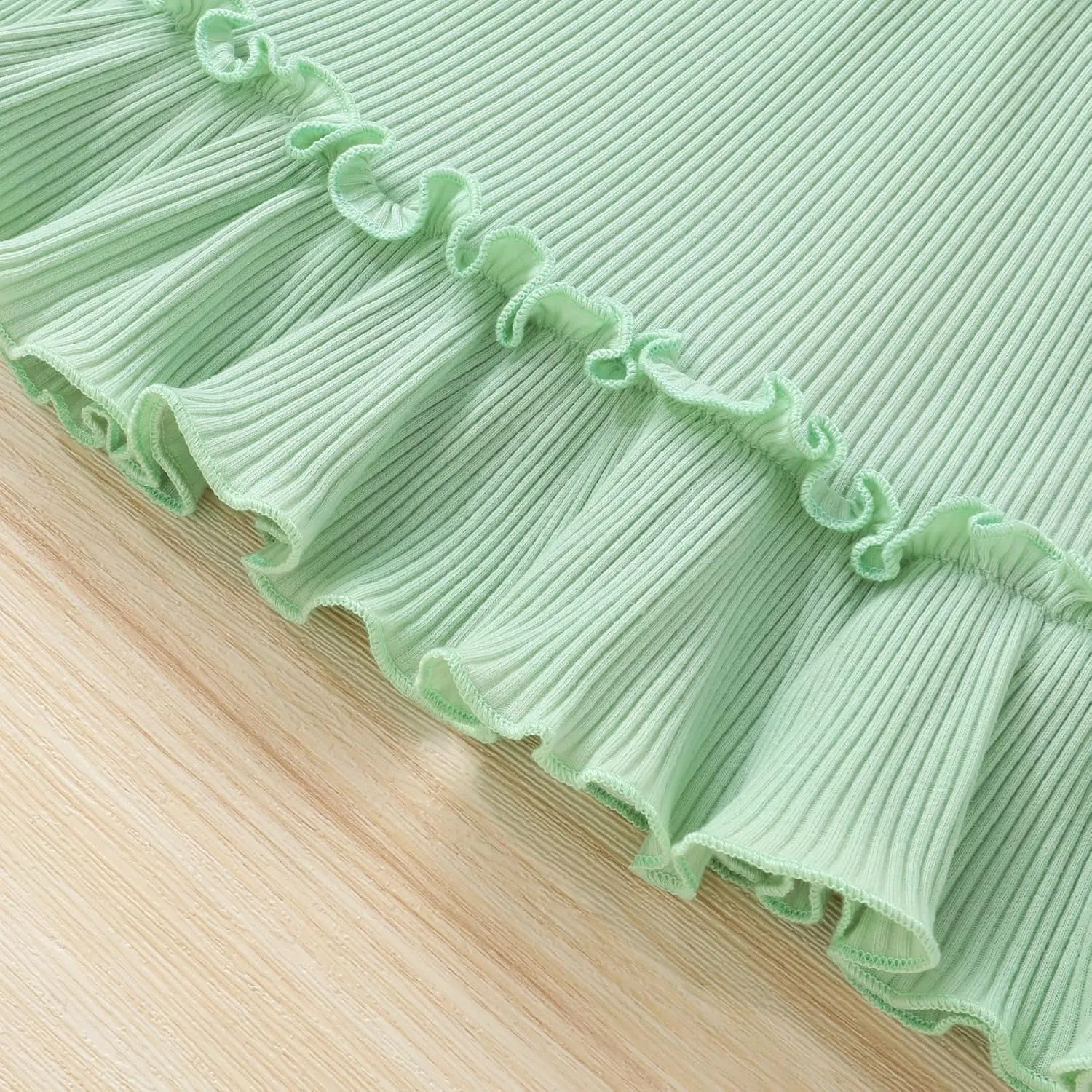 YOUNGER TREE Toddler Girl Summer Sundress Sleeveless Casual Dress Ruffle Hem Cotton Solid Outfits with Bowknot