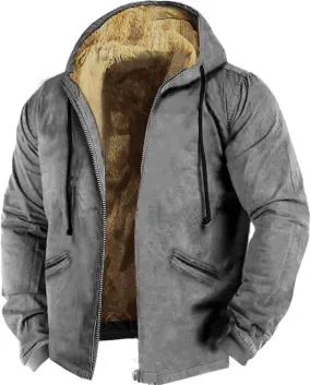 ZYXTIM Winter Jacket for Men Fashion Mens Sherpa Lined Hooded Varsity Jacket Washed Classic Casual Distressed Trucker Jacket